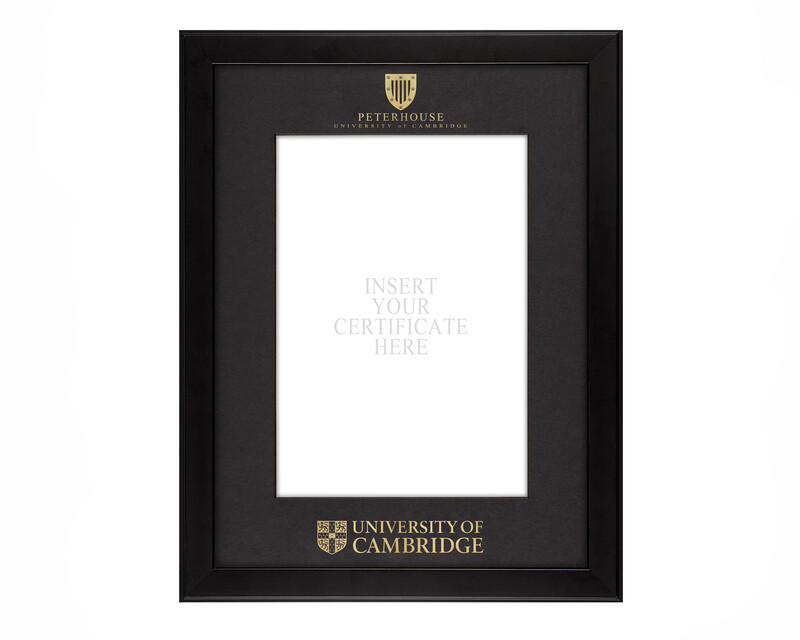 Cambridge University - Peterhouse College A4 Black Certificate Mount with Black Frame  - 1