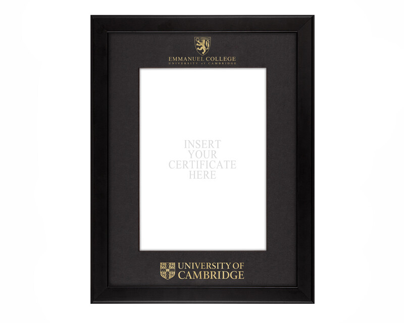 Cambridge University - Emmanuel College A4 Black Certificate Mount with Black Frame  - 1