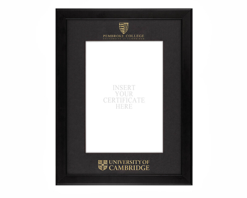 Cambridge University - Pembroke College A4 Black Certificate Mount with Black Frame  - 1