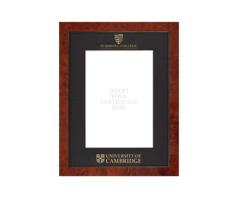 Cambridge University - Pembroke College A4 Black Certificate Mount with Walnut Frame  - 1